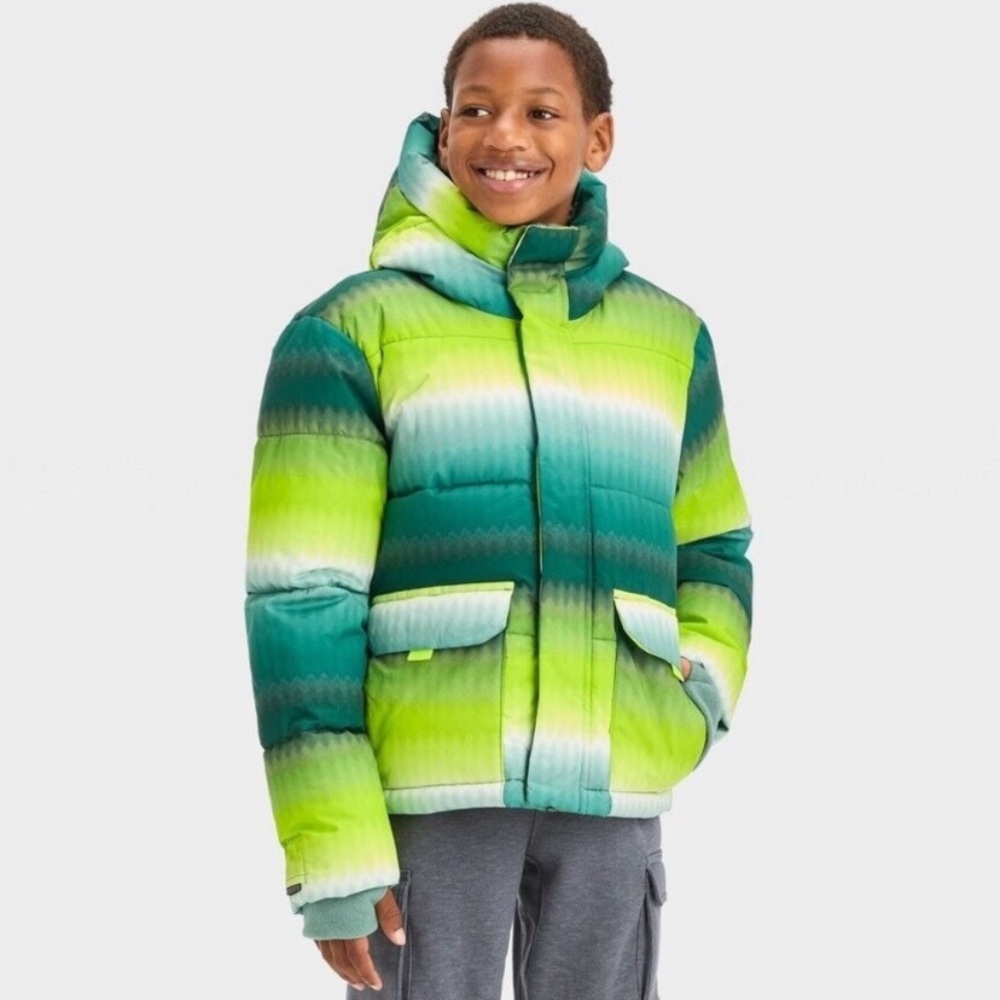 All in Motion Boys' Puffer Jacket - Green size M (8)